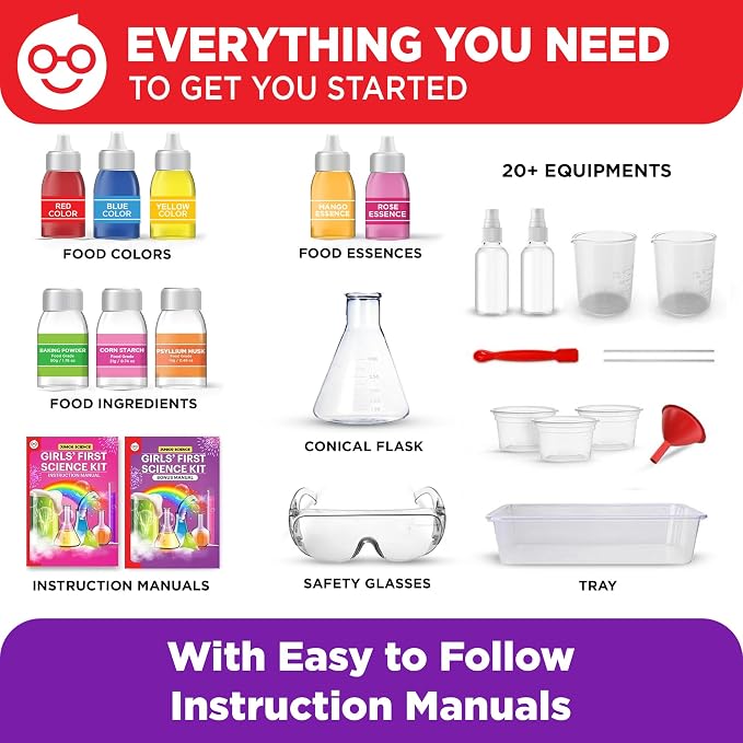 Doctor Jupiter Girls' First Science Experiments Kit for Kids Ages 4+ | Birthday Gift Ideas for Girls 4, 5, 6, 7, 8 Year Olds, Science Kits for Kids Ages 5-7, STEM Educational Toys