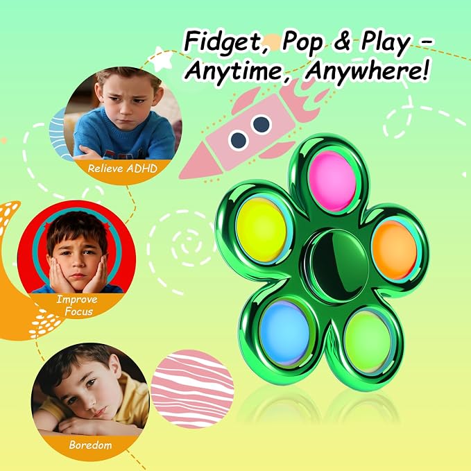 FIGROL Fidget Toys 3 Pack,Pop Fidget Spinner for Kids & Adults Relieves Stress and Calm Down,Sensory Toys for Kids with Autism ADHD Toys(Green)