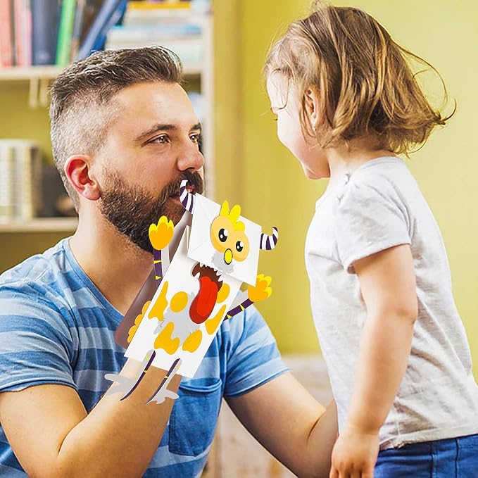 WATINC Hand Puppet Making Kit, Paper Sock Puppet Toys for Kids (Monsters) | 9 Styles, Make Your Own Storytelling & Role Play Crafts, Creative Group Activity, Party Favors & Gifts for Kids Ages 4-8