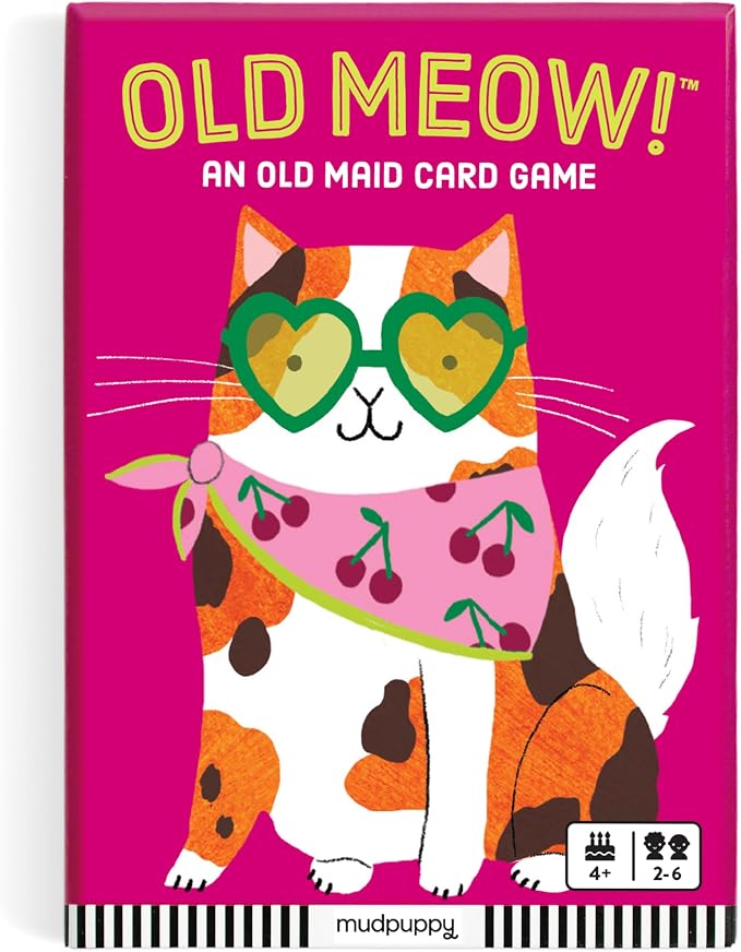 Mudpuppy - Old Meow! Card Games for Kids | Ages 4+, Kids Version of Old Maid, Ideal for 3-4 Players, Cat Themed, Family Fun, Screen-Free Play, FSC Certified