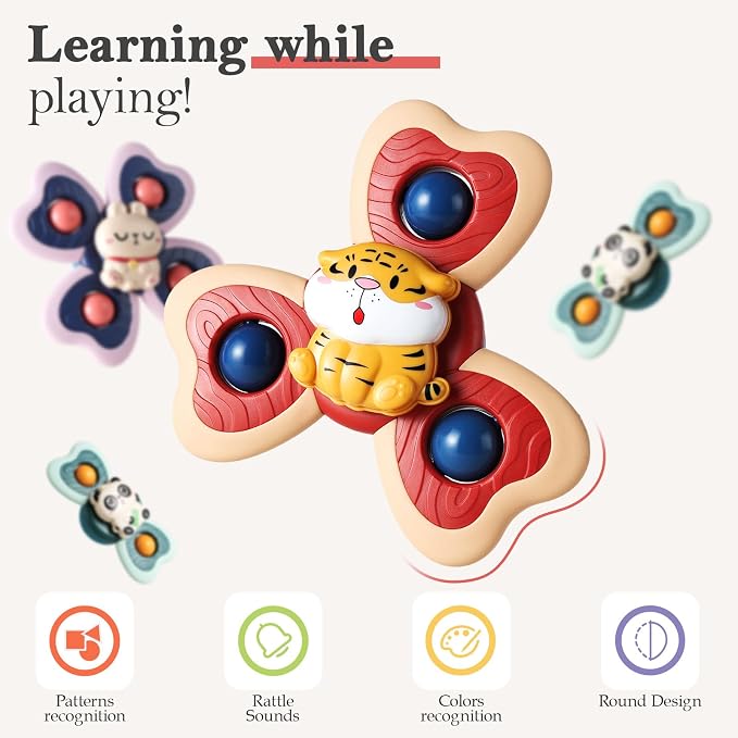 Suction Cup Spinner Airplane Travel Toys for 1 Year Old Boy Girl | Spinning Top 12 18 Months,1 2 Year Old Boy Birthday Gift,Baby Bath Toy for Kids Ages 1-3,Sensory Toy for Infant Toddlers