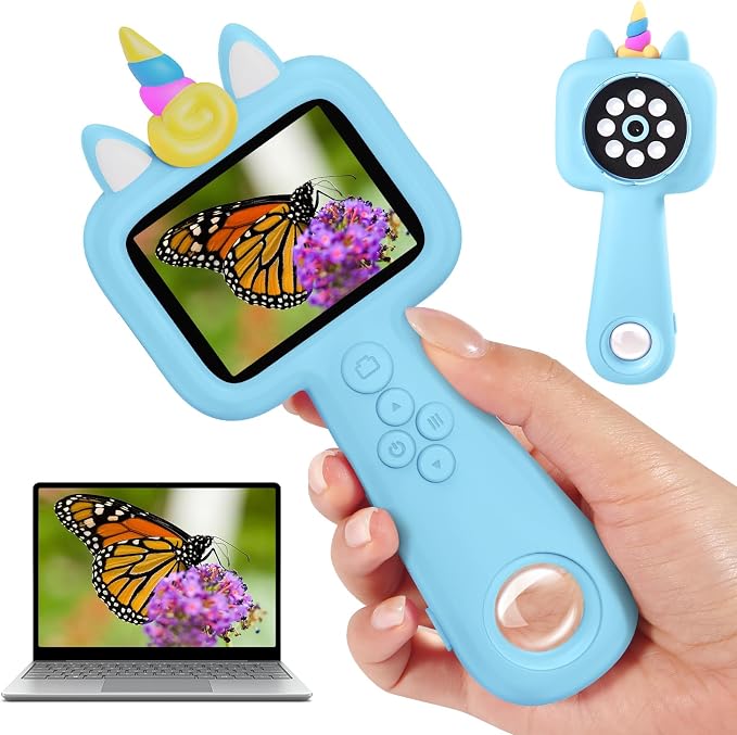 Magnify 2.4" Screen Handheld Microscope for Kids, 600X Digital 4K Kids Microscope, 8 LEDs Pocket Microscope, Portable Edu Toy for Ages 3-12 Boys& Girls Exploring Bugs Plants at Home & Outdoor Travel