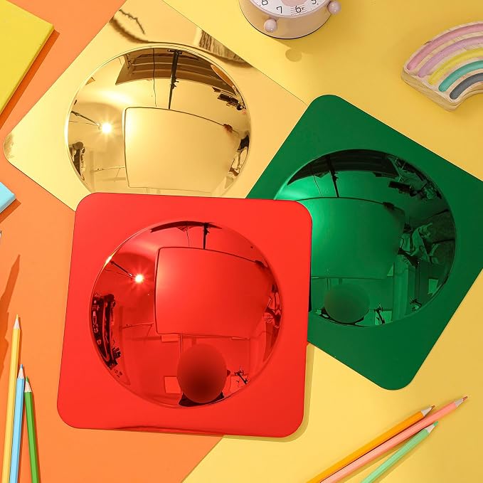Geiserailie 9 Pcs Sensory Wall Bubble Mirrors, 10 x 10 Inch, CPC Certified | Colorful Acrylic Convex Mirrors, Sensory Room Must Haves, Classroom Learning Tool, Calming Corner, Preschool Daycare Activity