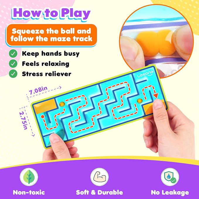 12-Pack Sensory Maze Fidget Toys for Kids & Adults: Quiet Squishy Calming Tools for Autism Children - Stress Fidgets for Travel & Office - Classroom Must Haves & Treasure Rewards Party Favors,Easter