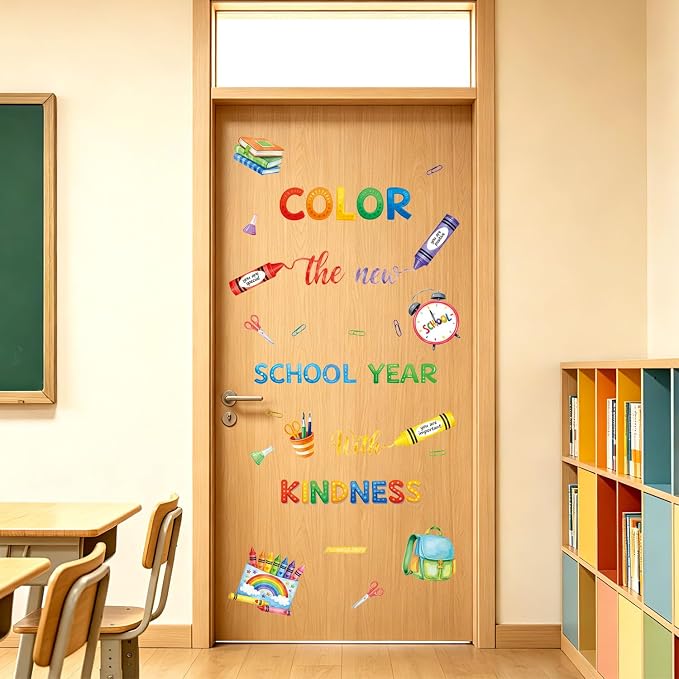 LHIUEM Inspirational Quote Wall Sticker Color Crayon Schoolbag Wall Decal | Positive Self-Affirmations Window Cling Colorful Mental Health Therapy Decoration Bulletin Board Vinyl Sticker for Classroom