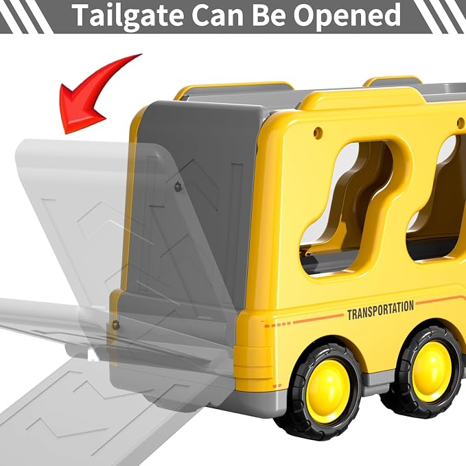 Bennol 5 in 1 Construction Truck Sand Toys for Toddlers Boys 1-3 3-5, Sand Trucks for Sandbox with Excavator, Friction Powered Vehicles Toy Cars for 1 2 3 4 5 Year Old Kids Girls Gifts
