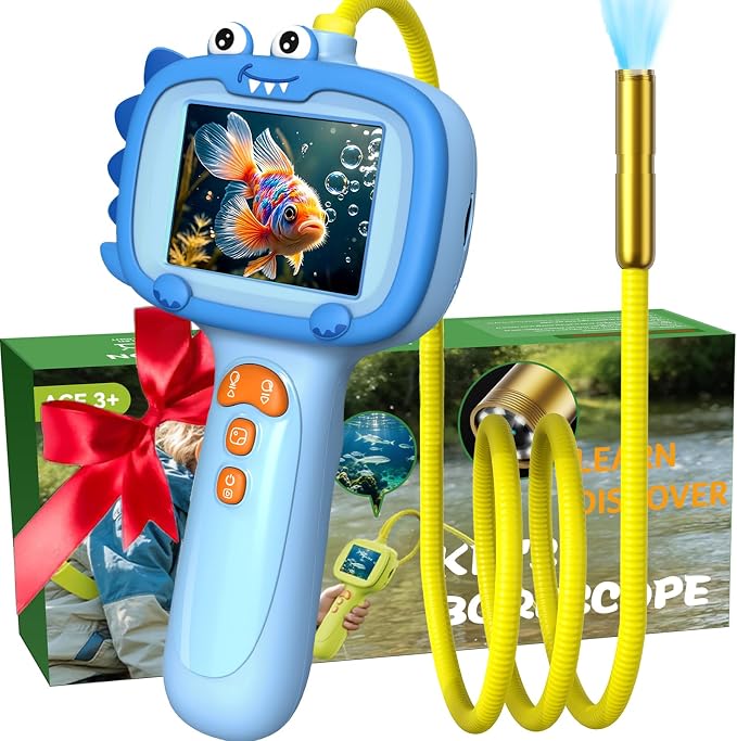Daxiongmao Borescope Camera with Light for Kids | STEM Science Educational Toy for 3 4 5 6 7 8 9 10 Years Old Boys & Girls | Birthday Gift for Outdoor Adventures & Nature Discovery（Blue）