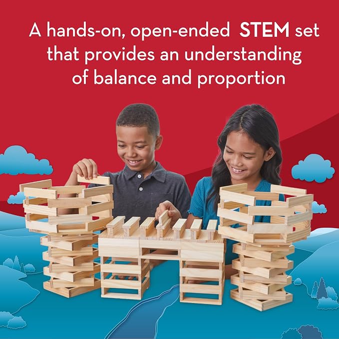 MindWare KEVA Structures 600 Plank Wooden Building Blocks Set, Includes 600 Pine KEVA Planks, 30 Idea Cards and Collapsible Storage Bin