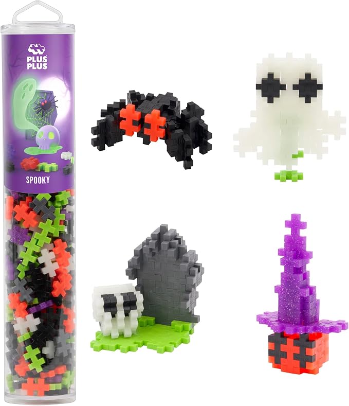 PLUS PLUS 240 Piece Spooky Mix - Mini Waffle Blocks, Halloween Must Haves | STEM Toys for Kids, Sensory Bin Fillers, Math Manipulatives, Classroom Must Haves, Gifts for Boys & Girls