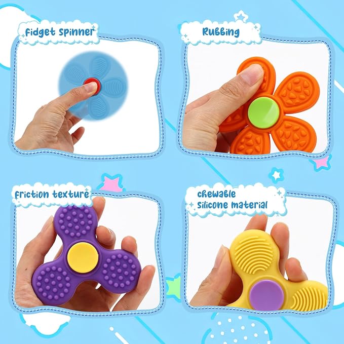 8PCS Silicone Fidget Spinners,Sensory Toys for Kids and Adults,Worry Stones for Anxiety,Quite Fidget Toys for Classroom, Prizes in Bulk for School, Classroom Prizes,Treasure Box Toys