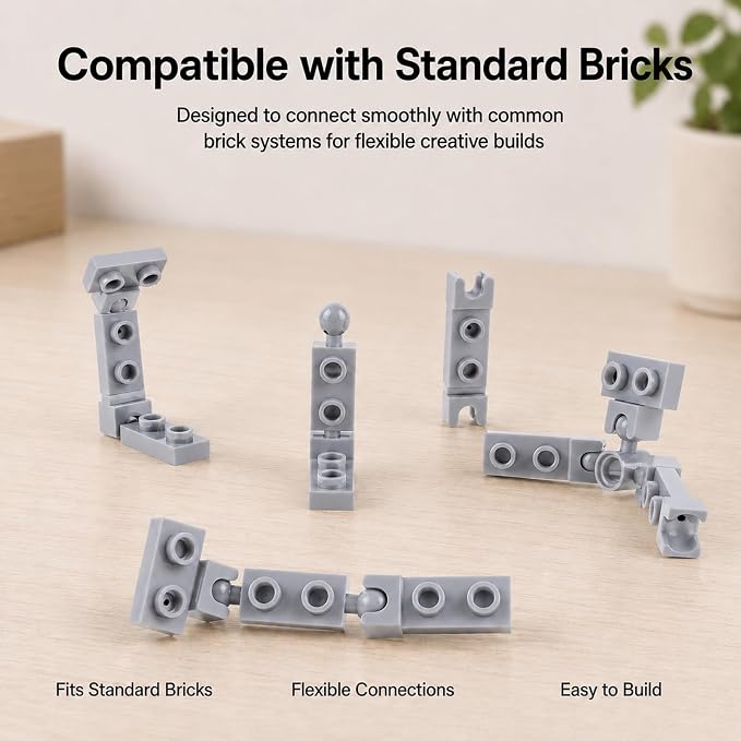 Plate 1x2 Ball Joints Socket - 250pcs Connector Classic Briks Bulk Parts and Pieces Sets, Towball Pins Building Blcok Accessories Light Gray