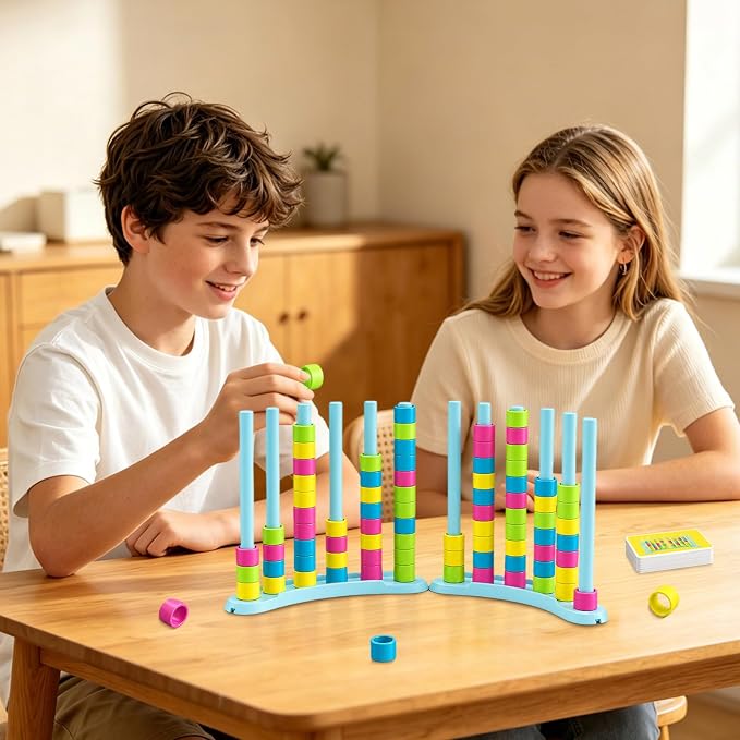 iuuoi Color Matching Challenge Game 2 Pack – Fast Pattern Color Sorting & Stacking Toys, Fun Family Board Game for Kids 6-8-12 & Adults, 2 Player Birthday Gift for Boys Girls, Sensory Toys for Autism