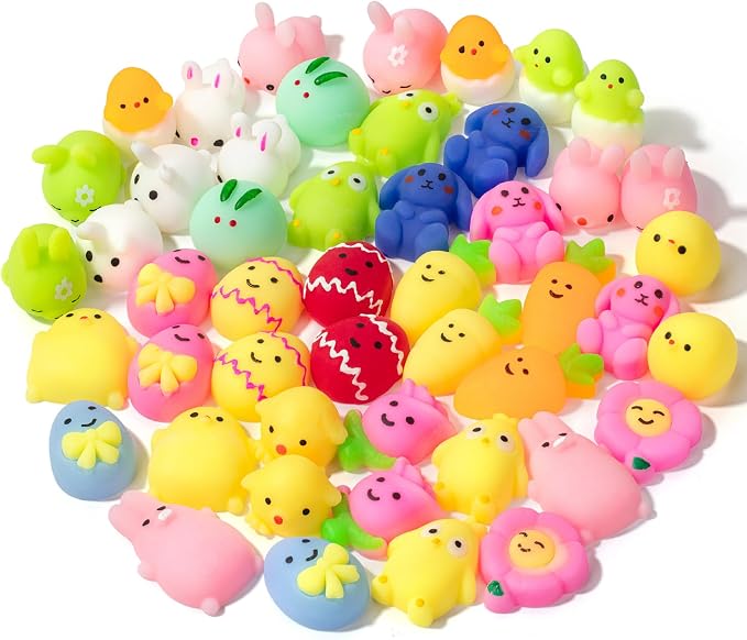 Mr. Pen- Easter Squishy Toys for Kids, 48 Pack | Washable Twistable Stretchy Squishies Bulk, Soft Stress Relief Sensory Toys for Squeezing, Easter Basket Stuffers