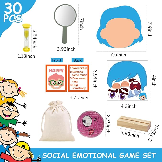 Cinrobiye Social Emotional Learning Activities Montessori Sensory Emotional & Feelings Creative Crafts Set with 9 Face Boards Emotion Flashcards Feelings Sensory Bottles Therapy Game for Preschoolers
