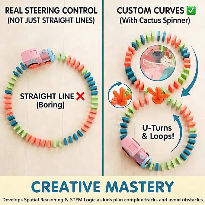 Domino Train Toys for Girls 3+ Year Old: Kids Stacking Dominoes Games - Montessori Toy Toddler 3-5 Boys ages 4-8 - Interactive Autism Fine Motor Activities Birthday Gift Stocking Stuffer 4 5 6 Yr Olds