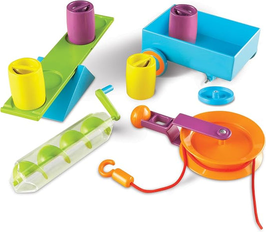 Learning Resources STEM Simple Machines Activity Set | STEM Engineering Kits for Kids, Simple Machines Kit for Classroom, Pulley Machine, Engineering Activities