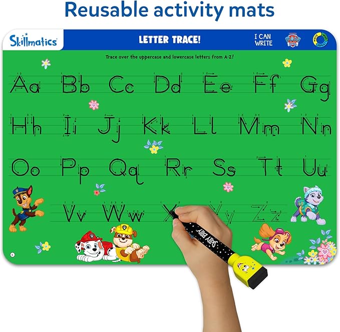 Skillmatics I Can Write – PAW Patrol, Preschool Learning Activity Toy | Reusable Write and Wipe Mats, Educational Book, Back to School, Montessori Gifts for Students, Kids, Toddlers Ages 3, 4, 5, 6