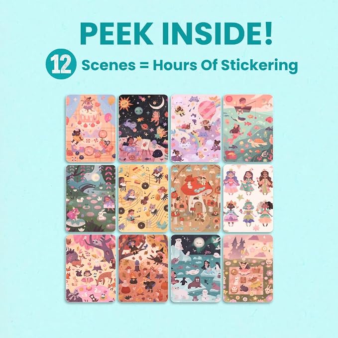 Cupkin World of Princesses Coloring & Sticker Activity Book | 500+ Stickers | Spiral-bound kids craft format with 12 scenes, 12 art pages, side-by-side viewing, and an easy-peel design for ages 2–8