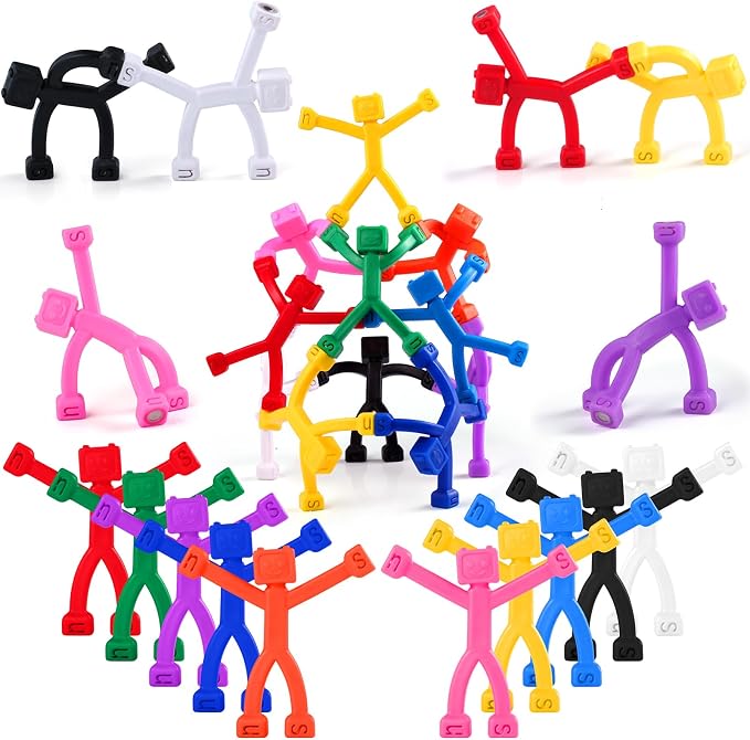 24pcs Magnetic Robote Figures for Kids 3-8 Travel STEM Fidget Toy | Safe ASTM-certified, Quiet Play for Airplane Car Trips Restaurant, Develops Creativity for Classroom Rewards Stocking Stuffer