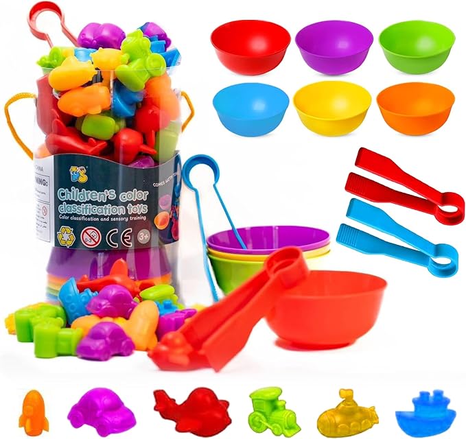 Montessori Sorting Toy for Toddlers– Fine Motor Skills, Sensory Bin & Preschool Learning Toys, Color Sorting Toys for Kids 3-5 Years, Learning Activities and Early Educational Toy