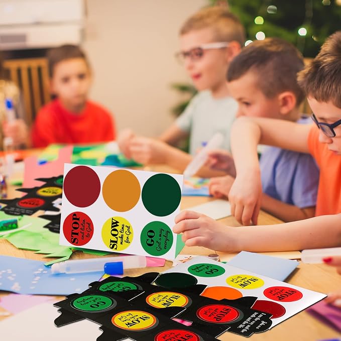 Eaasty 30 Pcs Sunday School Crafts for Kids Traffic Light Religious Crafts