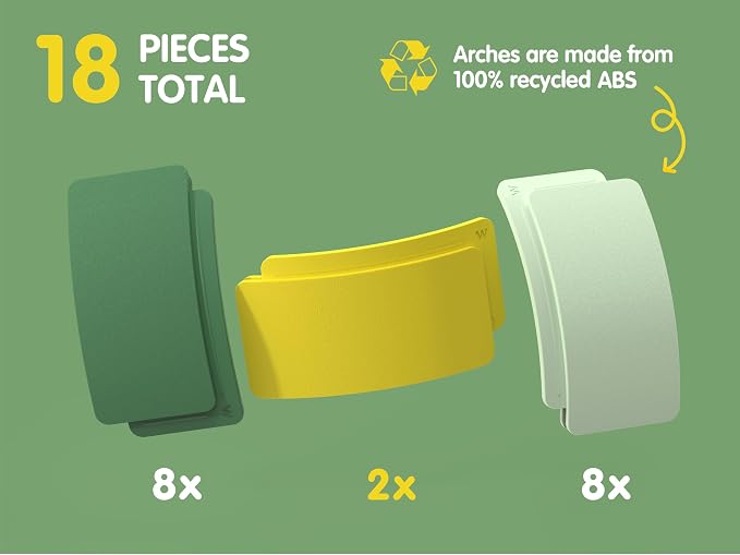 Arches - Starter Set 18 Pieces from Toys – 100% Recycled Modular Building Toy - Made in Europe – Creative Open-Ended Play for Kids 3+