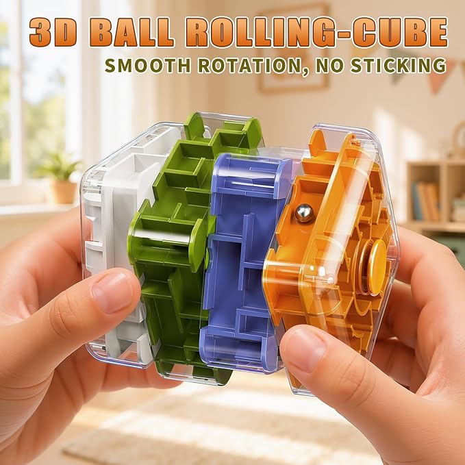 4 Layer 2-in-1 3D Rolling Ball Fidget Spinner, 3D Brain Teaser Puzzle Game, Education Sensory Toys Birthday Gift for Kids Adults 4 5 6 7 8 Years Old Boys Girls