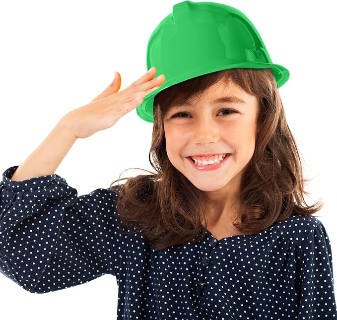 Sumind 48 Packs Construction Party Hats Kids Plastic Worker Helmet Bulk Toy for 3-8 Years Children Dress up Party Supplies(Green)