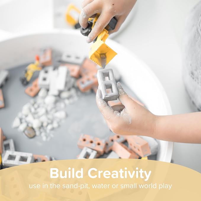 25 x Mini Blocks for Kids Construction | Silicone Tiny Bricks for Play | Kids Blocks For Small World Play | Sensory Play Small World Toys | Suitable for 2 years Plus | Tuff Tray Accessories