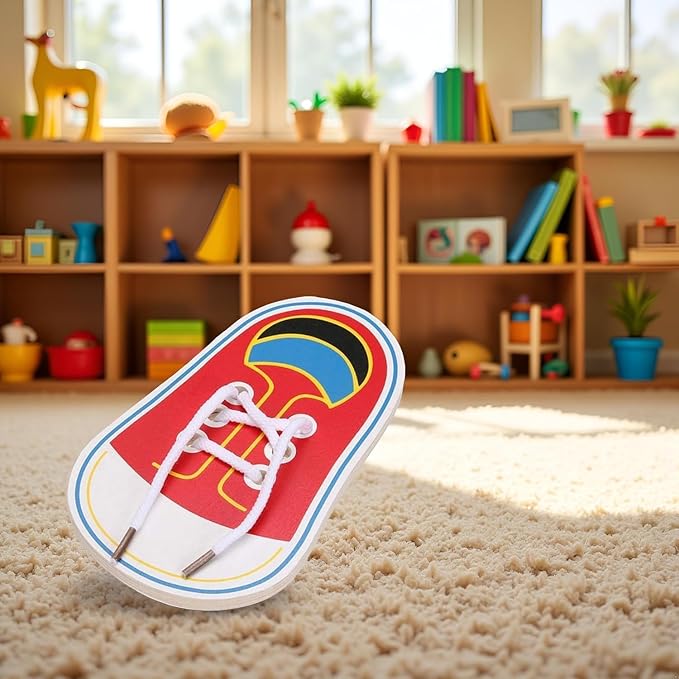 Wooden Learn to Tie Your Own Shoes Threading Lacing Shoes Training Early Learning Kits | Threading Lacing Shoes Training Board Toddler Early Learning Toy, Shoe Fasteners & Laces