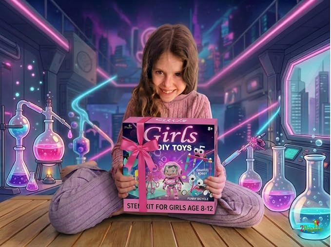 DIY Girls STEM Project, Kids Science Experiments Arts and Crafts Electric Toys Ages 8 9 10 11 12+ Teens, Educational Engineering Kit Present for Girls, Robotics Building Set & Birthday Gift idea