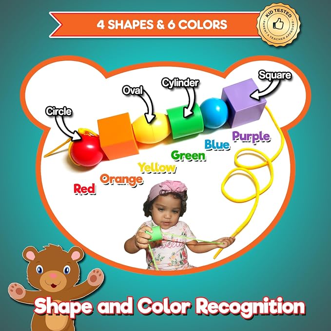 Lace & Let Go Rainbow Beads - Match, Sort, Count, Stack & Play 12pc + eBook