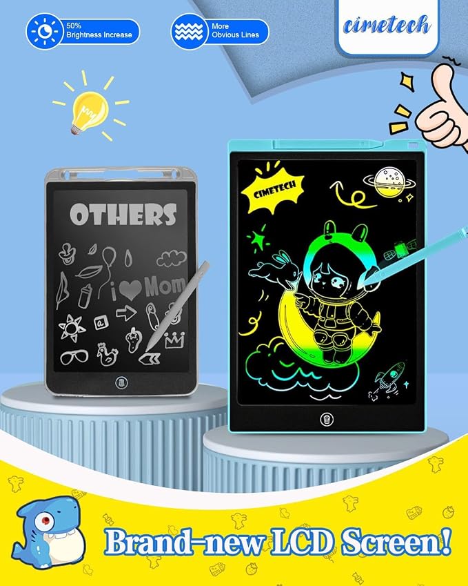 cimetech LCD Writing Tablet, 12 Inch Colorful Drawing Pad for Kids | Toys Gifts for 3-8 Year Old Girls Boys, Christmas Stocking Stuffers Birthday Gifts for Toddler Travel Activities, Blue