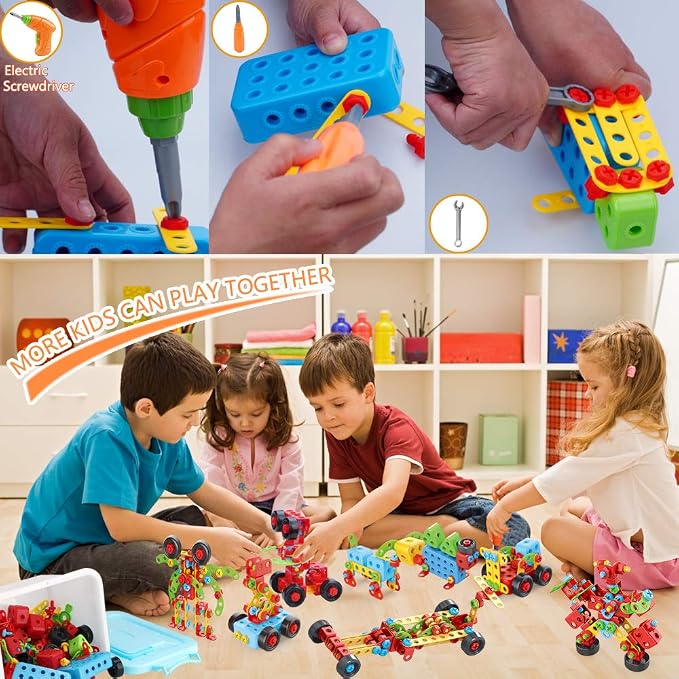 COUOMOXA 404 Pcs STEM Building Toys for Kids Ages 3+ | Creative Interlocking Blocks, Educational Construction Set, Birthday Gift for Boys Girls 4-8