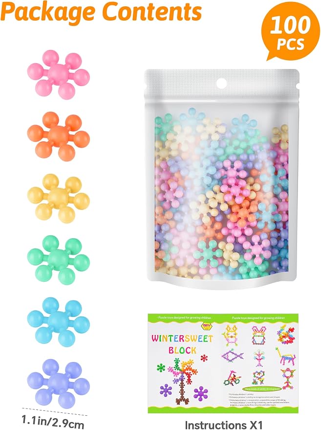 100PCS Building Blocks STEM Construction Toy, Macaron Colors | Solid Plastic Early Learning Creativity STEM Toy, Safe Material, Educational Toy for Kids
