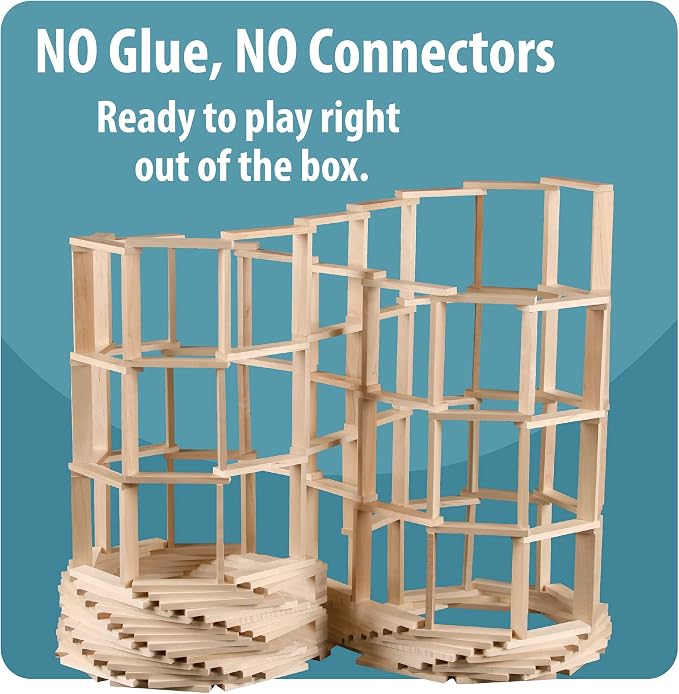 MindWare KEVA Maple 200 Plank Wooden Building Blocks Set - Free-Form 3D Structure Building Set for Kids