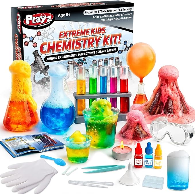 Playz Extreme Chemistry Educational Science Kits for Kids Age 8-12 | 52+ Experiments Chemistry Set Science Toys, STEM Projects with 51+ Tools, Kids Science kit, Science Experiments for Kids Gift