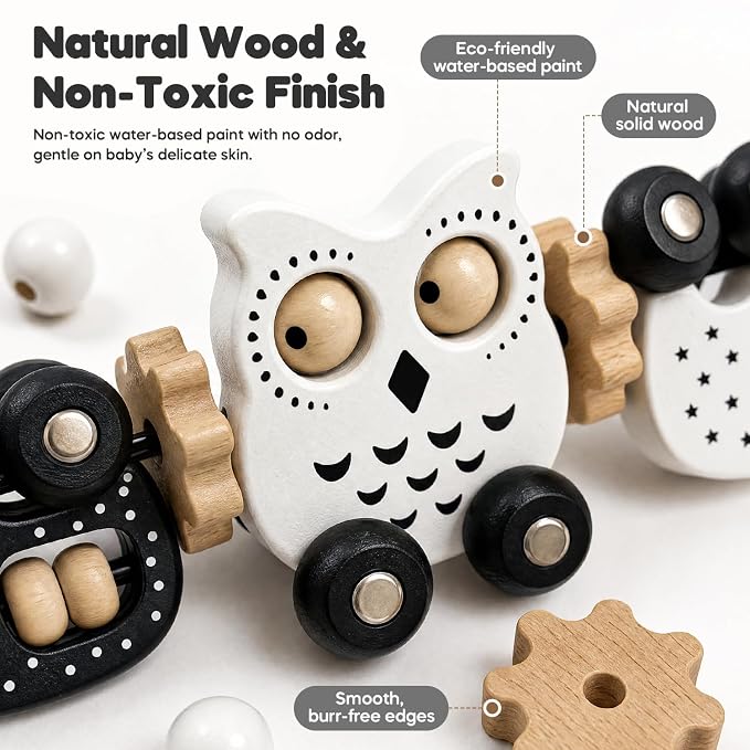 mamatepe Baby Bjorn Bouncer Toy Bar, Wooden Toy Bar for Baby Bjorn Bouncer, Baby Bouncer Toy Bar Attachment,Easy to Attach and Remove,Rotating Sensory Toy for Newborns and Infants