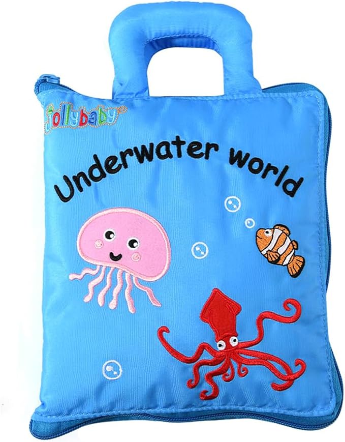 Jollybaby Quiet Book for Toddlers - Montessori Basic Skills Activity Toys - Preschool Learning Soft Travel Toy & Sensory Educational Busy Book for 1-3 Year Old Boys & Girls + Zipper Bag(Wathet)