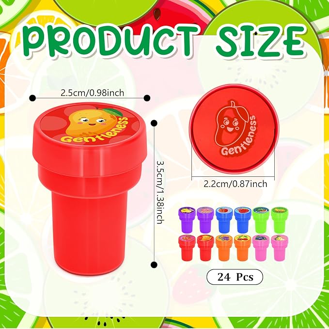 Cinrobiye 24 Pcs Fruit of the Spirit Stampers Party Favor Set, Cute Bible Learning Stamps for Kids Sunday School, Church Classroom Rewards, Faith Based Gifts, Goody Bag Fillers