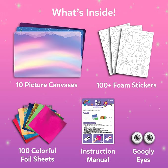 Skillmatics Foil Fun Unicorns & Princesses, Foil Art & Craft, Gift for Kids | Travel Toys, 100+ Stickers, Fine Motor Skills, DIY Mess-Free Art, Screen-Free, Gifts for Kids Ages 4, 5, 6, 7, 8, 9