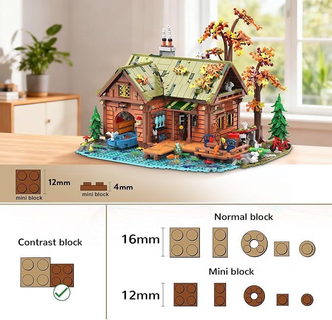 INSOON Overwater Cabin Building Set with Lights for Adults,Forest House Kit | 2423 PCS Wooden Treehouse Building Block Toy with Botanical Boat Animals, Construction Model Gift for Teens Boys Girls 12+