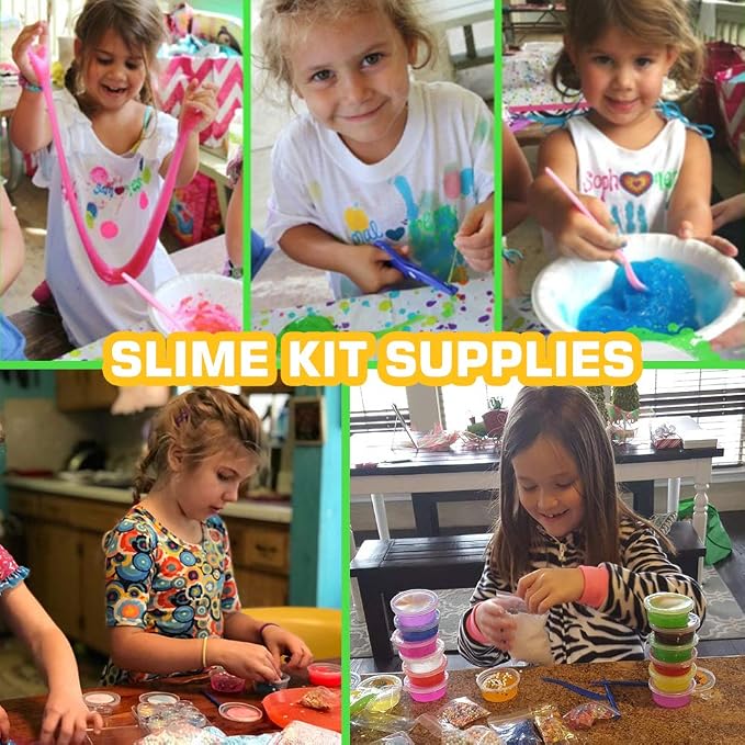126 Pcs DIY Slime Making Kit for Girls Boys - Birthday Idea for Kids Age 5+. Ultimate Supplies Include 28 Crystal Slime, 2 Glow in The Dark Powder, 48 Bottle Glitter Jar etc. (Pack of 3)