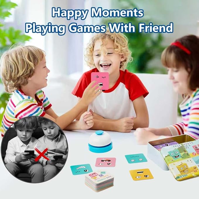 Face Changing Building Block Word Spelling Game Two-piece Set，Wooden Expression Letter Puzzle Cubes Board Game,for Kids Ages 3+ Boys and Girls Educational Toy Gifts.