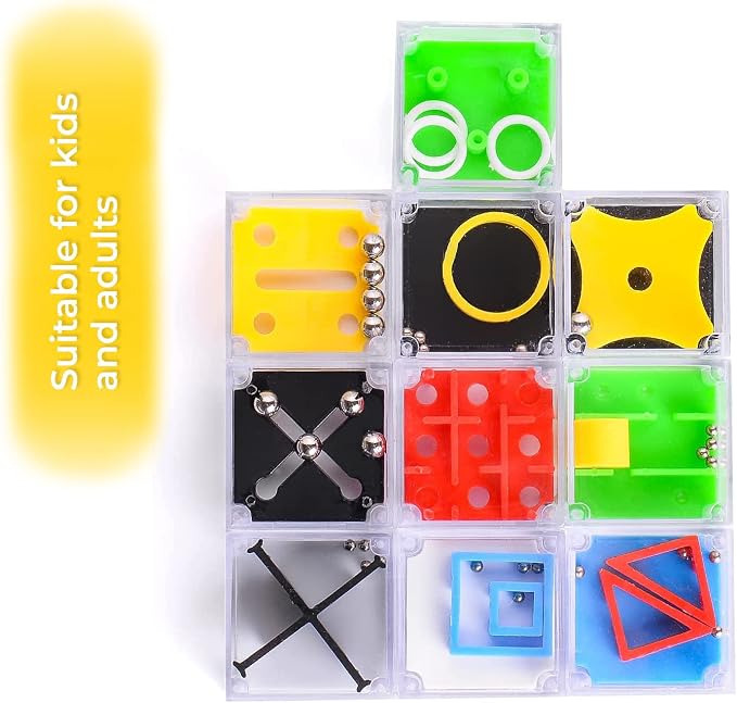 Magicat Premium IQ Balance Puzzle Set I 10 Teaser Puzzle Cubes I Balance 3D Maze Box I Puzzles for Christmas I Brain Games Puzzles for Kids Ages 8-10 I Prize Box Toys for Kids Classroom I Puzzle Box