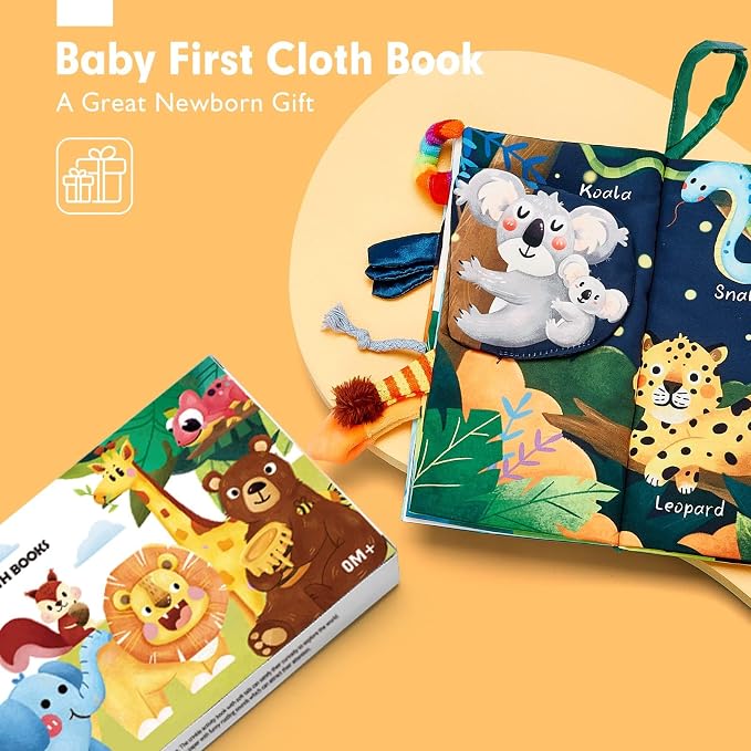 hahaland Baby Books 0-6 Months,Infant Tummy Time Toy Sensory Toys | 6 to 12 Months Touch Feel Book Travel Toy Gifts for Boy Girl 0-3 Month Baby Shower Birthday Easter Basket Stuffers 1PCS
