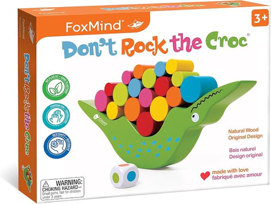 FoxMind Games Don't Rock The Croc, Toddler Boy Girl Games, Kids Games 3-5, Multiplayer 3 Year Old Board Games for Family Fun