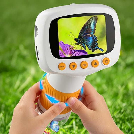 Pocket Kids Microscope for Over 3 Years Old, 1000X Handheld Microscope for Kids w/2''IPS Digital, Photo Video Mini Portable Microscopes, Science Edu Digiscope,Christmas Birthday Gifts for Kids