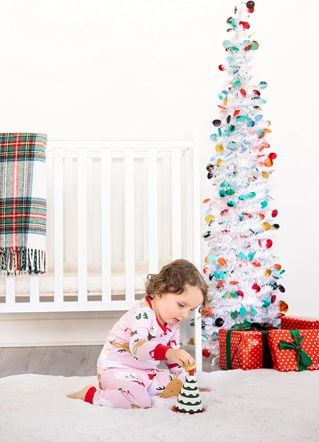 Pearhead Wooden Christmas Tree Stacking Toy Set, Holiday Toys for Toddlers