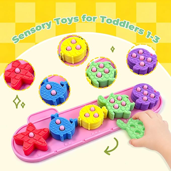 Montessori Toys for 1+ Year Old, Silicone Baby Stacking Shape Color Sorting Toys for Toddlers 1-3, Preschool Learning Activities Toddler Games, 1 2 3 Year Old Girls Boys Birthday Gifts